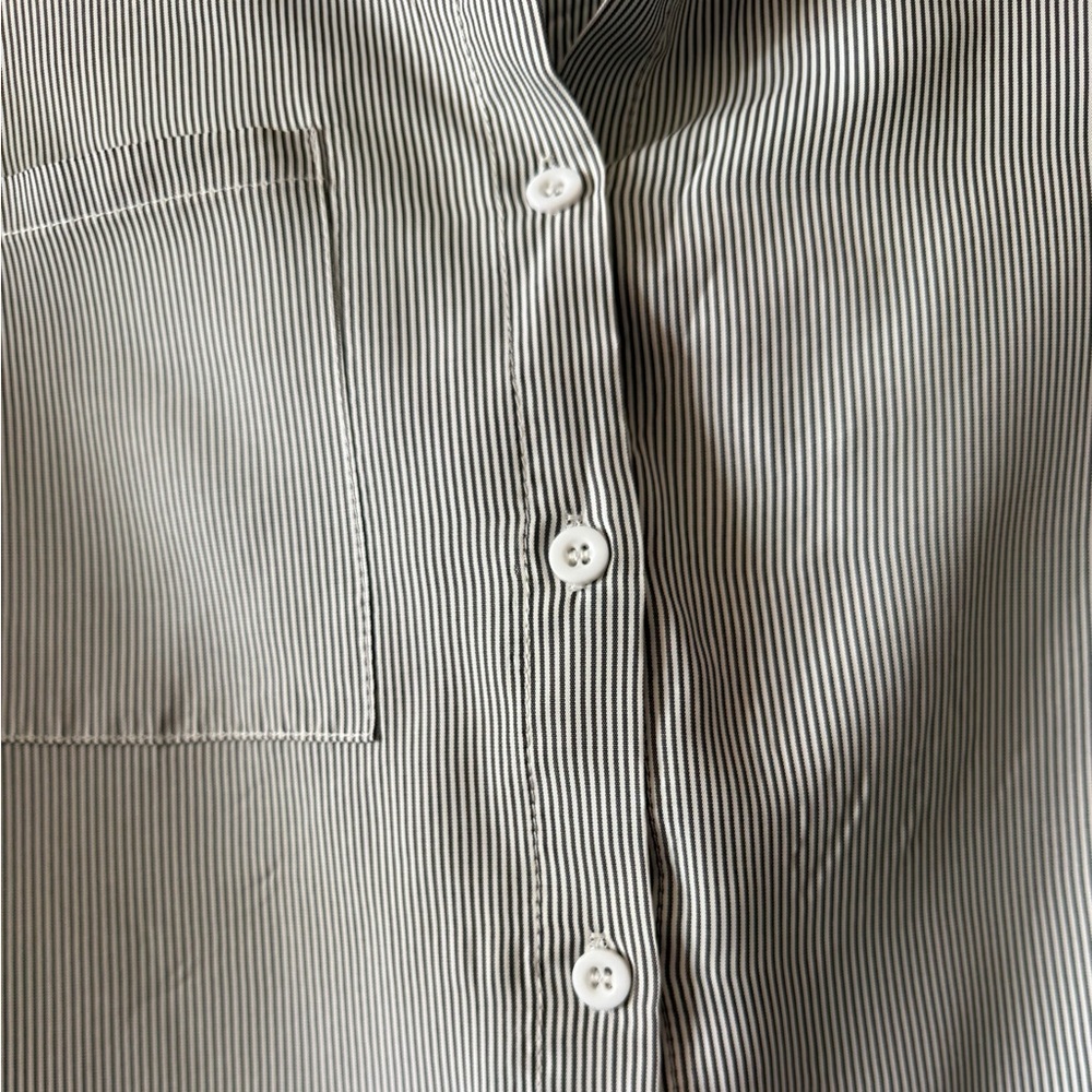 Oversized Button-Down Smocked Cuff Tunic Top - Picture 9 of 11
